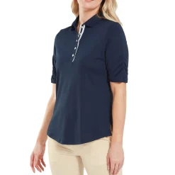 Half Sleeve Ruched Lisle Blå-FootJoy Outlet