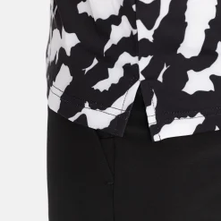 Jr Tech Hidden Button Pique AOP Svart Vit-Bogeys & Birdies New