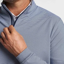 Perth Mini Stripe 1/4 Zip Blå Vit-Peter Millar
