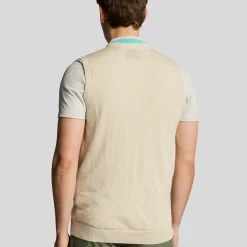 Slipover Merino Blend V-Neck Beige-Lyle & Scott Clearance