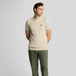 Slipover Merino Blend V-Neck Beige-Lyle & Scott Clearance