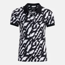 W Tech Hidden Button Pique AOP Svart Vit-Bogeys & Birdies Best