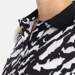 W Tech Hidden Button Pique AOP Svart Vit-Bogeys & Birdies Best