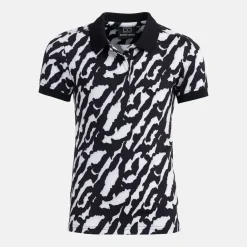 W Tech Hidden Button Pique AOP Svart Vit-Bogeys & Birdies Best